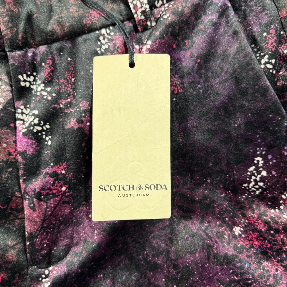 NWT Scotch & Soda Pants Womens 26/32 Purple Galaxy Wide Leg Flare Floral Bold - Picture 3 of 10